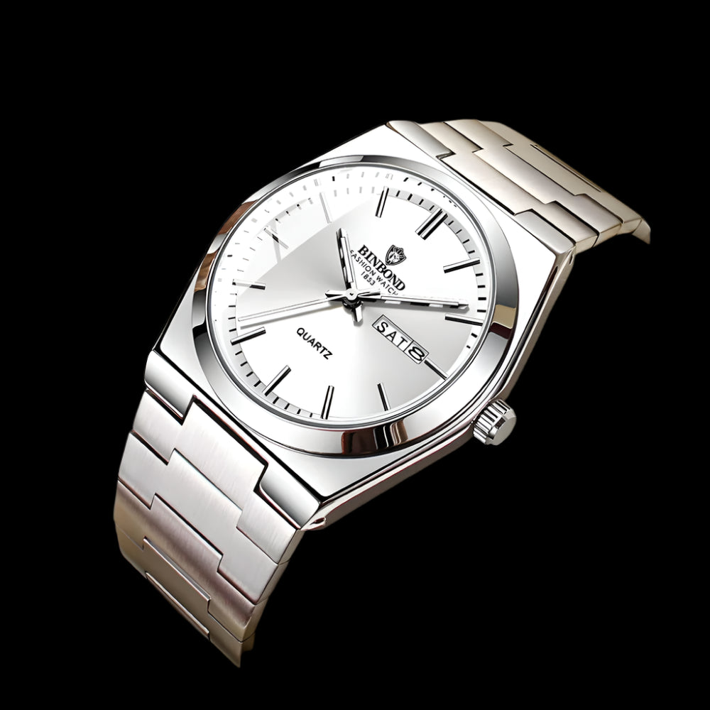 Luxury Silver Quartz Watch for Men – Casual & Business Ready